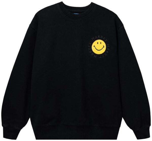 396000975-WASHED BLACK Smiley Vintage Wash Crewneck свитшот