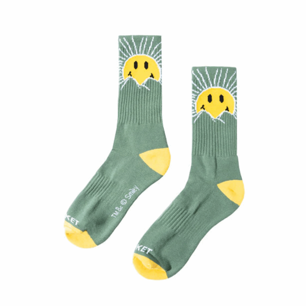 Market Smiley Sunrise Socks Basil